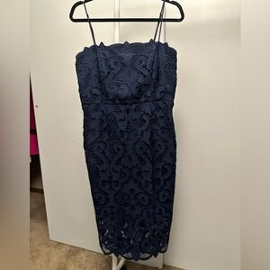 BARDOT Navy Lace Dress MIDI